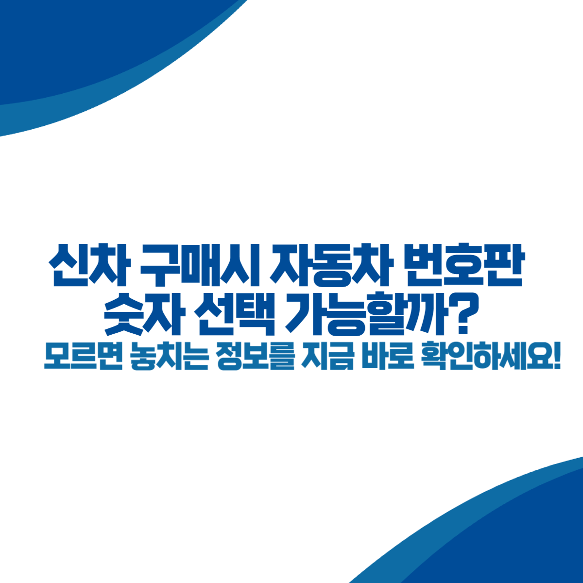 신차 구매시 자동차 번호판 숫자 선택 가능할까